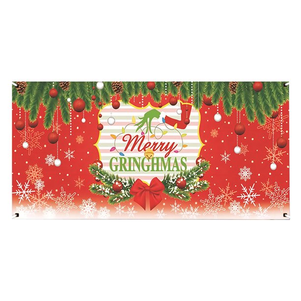 the Grinch Christmas Decor Christmas Garage Door Banner Christmas Garage Outdoor Wall Covering Decoration Christmas Garage Door Hanging Background Banner New Year Mural Winter Holiday