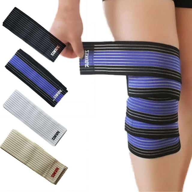 (Paquete de 2) 1 par de rodilleras elásticas de compresión con correas de vendaje para soporte de piernas, alivio del dolor, rodillera para mujeres, hombres, correr, baloncesto, tenis, fútbol.