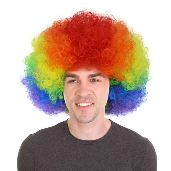 HPO Adult Men’s Colorful Curly Wig | Great for Clowning and Parties, Perfect for Cosplay wigs for Halloween Party Wigs