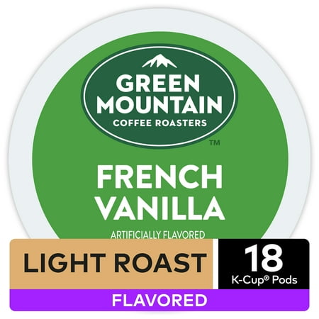 Green Mountain Coffee French Vanilla Flavored K-Cup Pods, Light Roast, 18 Count for Keurig