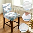 thumbnail image 4 of Sea Turtle Coastal Bar Stool Cover Set of 2, Summer Beach Coral Ocean Blue Nautical Stretch Bar Chair Cover, Removable Washable Pub Counter Stool Chair Slipcover for Kitchen Dining Room Pub Cafe, 4 of 9