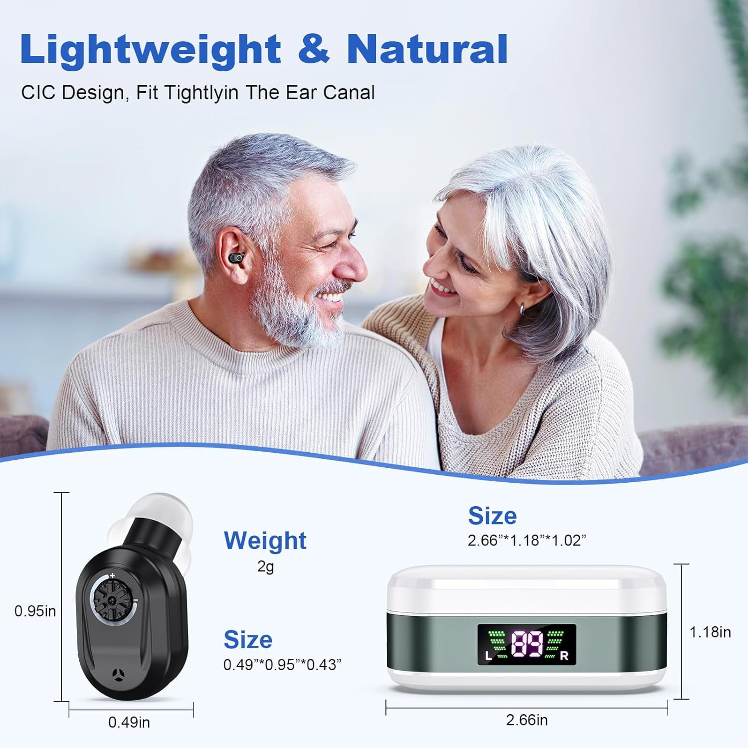 SUWU Hearing Aids for Seniors with digital Displays,Wireless Hearing Aids with Adjustable Volume,Invisible Hearing Amplifier with Noise Reduction with Large Capacity Battery Charging Case