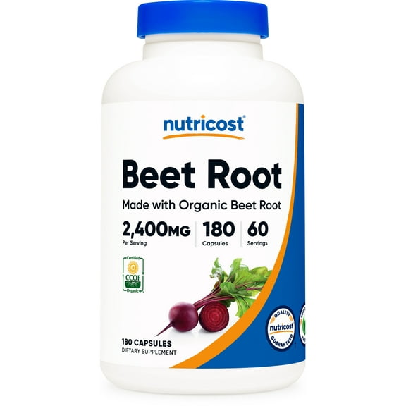 Nutricost Beet Root 2400mg, 180 Capsules - Supplement made with Organic Beet Root, 60 Servings