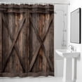 thumbnail image 2 of Farmhouse Shower Curtain, Brown Country Style Barn Door Distressed Wood Grain Waterproof Shower Curtain Set with 12 Hooks Lightweight Bath Curtains Fabric Bathroom Decor 36x72 Inches, 2 of 9