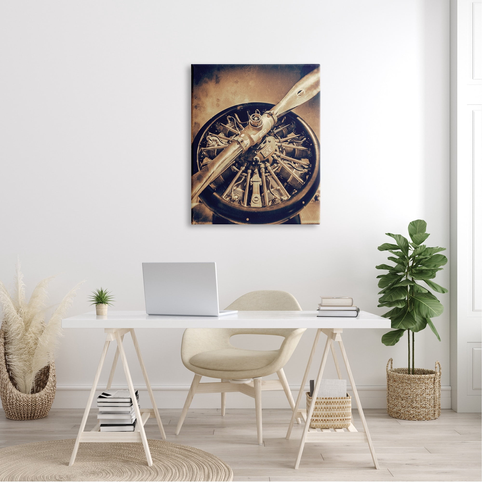 Stupell Industries Propeller Machinery Detailed Aircraft Sepia Photography Canvas Wall Art, 30 x 40, Design by John Slemp
