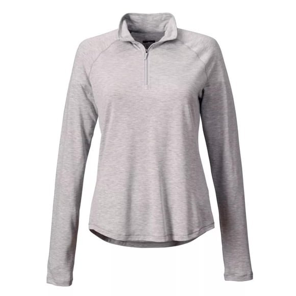 Camisa Orvis DriCast para mujer con cierre en cuarto, gris pálido, jaspeado