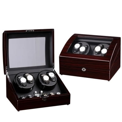 - Quiet Automatic Rotation 4+6 Watch Winder Display Box Storage Holder Case