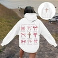 thumbnail image 2 of TrendOFT Cute Bow Graphic Hoodies for Women Oversized Pretty Sweatshirt for Teen Girls Y2K Long Sleeve Hooded Pullover Tops White XXL, 2 of 8