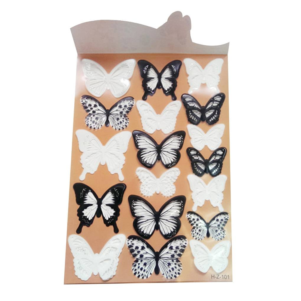 Cusimax 3D Crystal Butterfly Wall Stickers Wall Poster Decal Decoration Showcase Kids Living Room Home Decor black