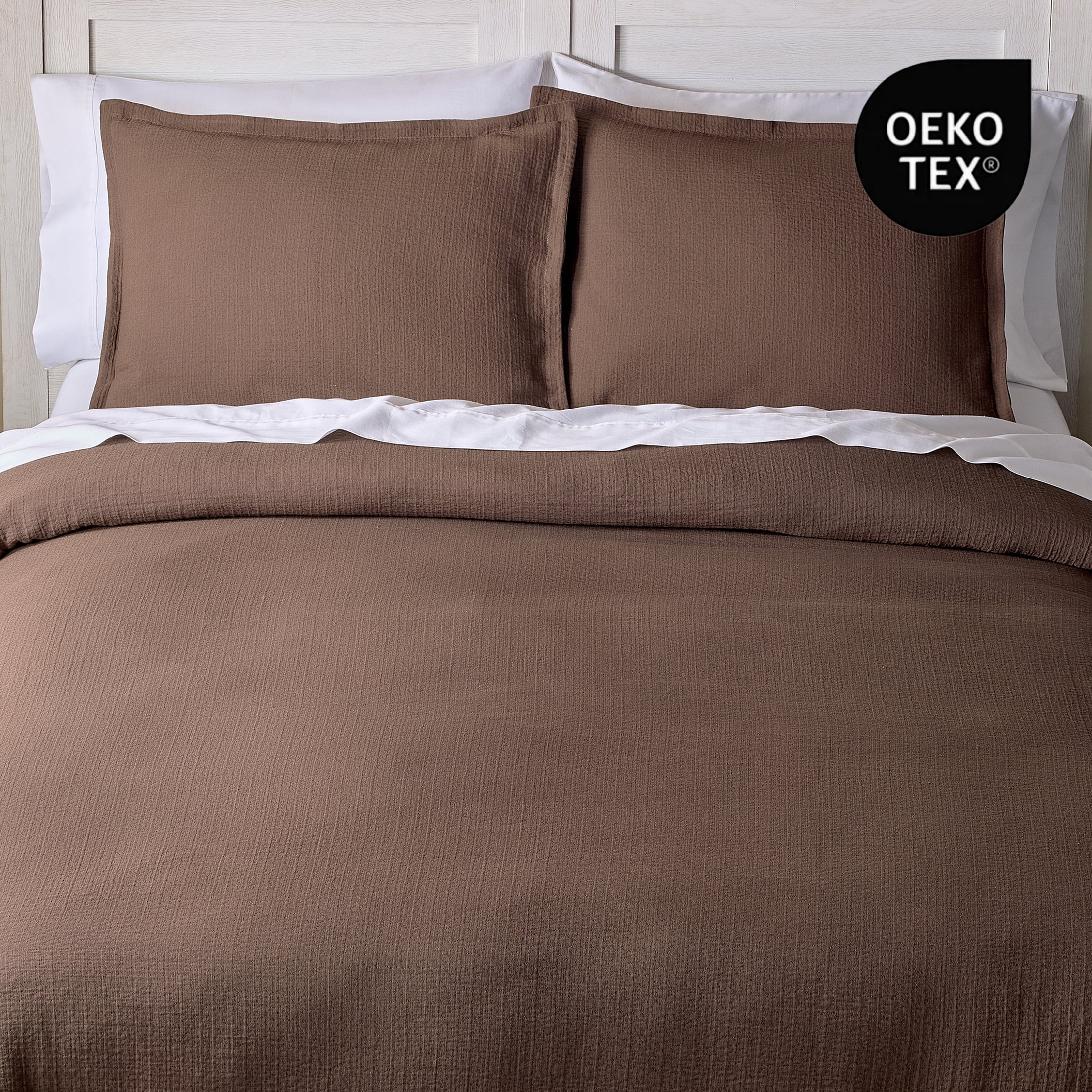Better Homes & Gardens Full/Queen All-Season Comforter Set, 3-Piece, Brown Gauze