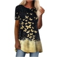 thumbnail image 1 of Blusa de manga corta con estampado de cuello redondo informal para mujer a la moda, Tops de verano Pompotops hkajfhjk462803, 1 of 5