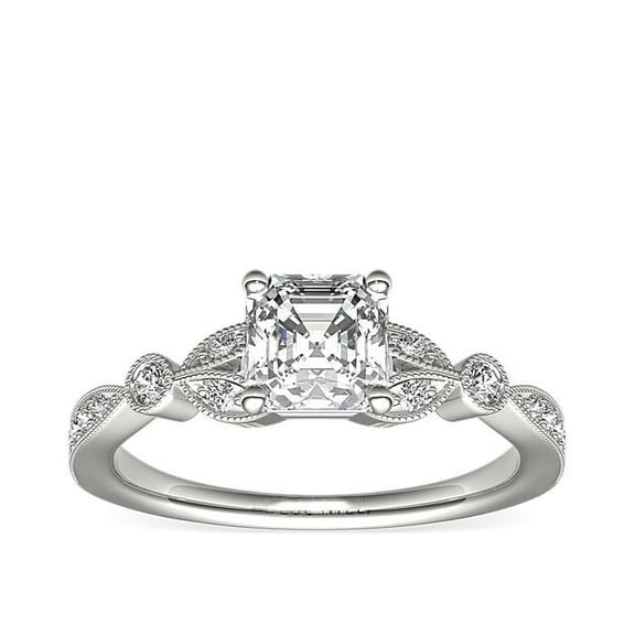 Diamond-Capitals IGI Certified Asscher Cut 2.20 Ct Beautiful Solitaire Lab Grown Diamond Anniversary Ring for Women Solid 14K White Gold (E/VVS2) Size 7
