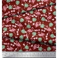 thumbnail image 3 of Soimoi Red polyester Crepe Fabric Monstera Leaves & Flamingo Bird Printed Craft Fabric by the Yard 52 Inch Wide, 3 of 3