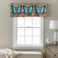 thumbnail image 3 of Blue Butterfly Valance Curtain Vintage Brown Wood Grain Retro Bug Window Valances Rod Pocket Short Curtains Window Treatments for Kitchen Bedroom Bathroom Laundry 56" x 16", 3 of 9