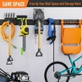 thumbnail image 6 of INCLY Garage Garden Tool Organizer Wall Mount, 48 Inch Black Metal Yard Tool Holder Stroage System, Heavy Duty Garage Wall Organization with 3 Racks & 6 Adjustable Hooks for Shovel, Rake, Chairs, 6 of 7