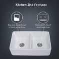 thumbnail image 5 of 32" L x 20" W Ceramic Double Basin Farmhouse Kitchen Sink with Basket Strainer, 5 of 7