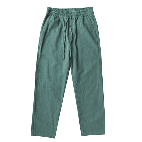 MIXUE Sweatpants for Men Solid Color Elastic Loose Breathable Casual Trousers Holiday Wear,Green,M