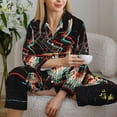 thumbnail image 6 of Fotbe Glitch Screaming Skull Pattern Long Sleeve Pajama Set for Women,Sleepwear Set,2-piece Loungewear Set,Soft PJs Comfy Nightwear with Pockets -XX-Large, 6 of 7