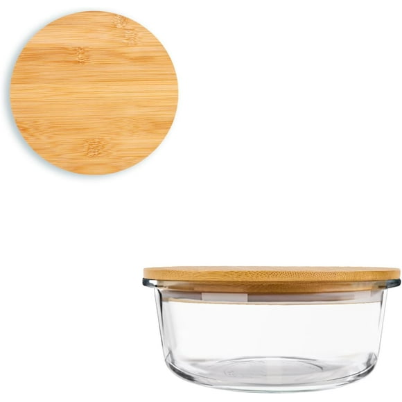 shiyou-Rustic Wooden Replacement Lids for Pyrex 2-Cup 7200 Glass Bowls - BPA-Free Round Storage Covers with Airtight Sealing