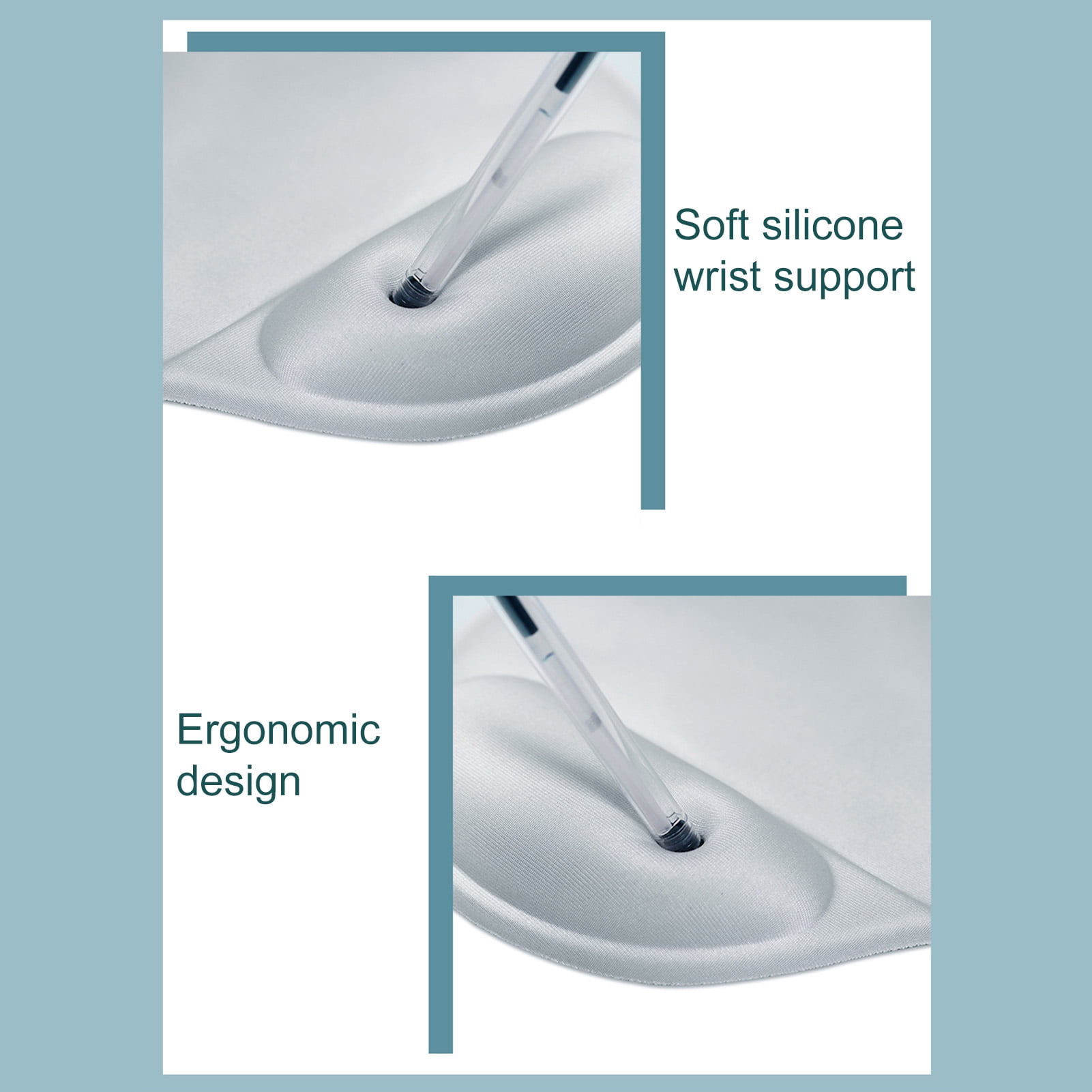 Mouse Pad With Wrist Rest, Ergonomic Mouse Pad Gray Soft Nonslip PU Bottom Mouse Wrist Pad For Office Work Game