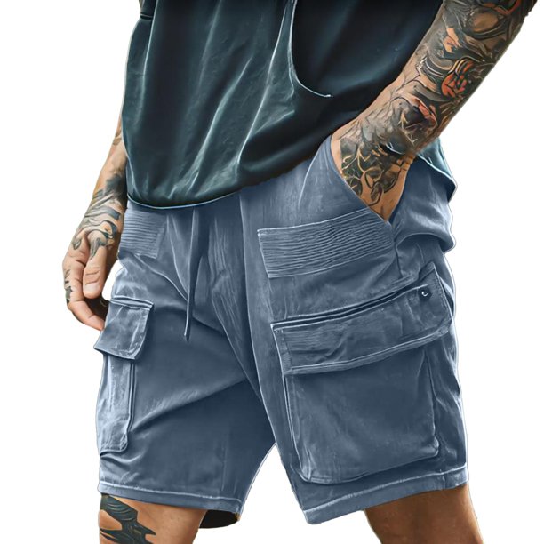 Pantalones cortos informales ligeros y transpirables para hombre, con cintura elástica, de poliéster, para verano