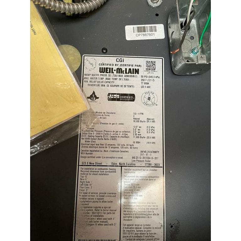 NEW Weil-Mclain CGI-4-PIN Natural Gas Boiler 90,000 BTU - Walmart.com