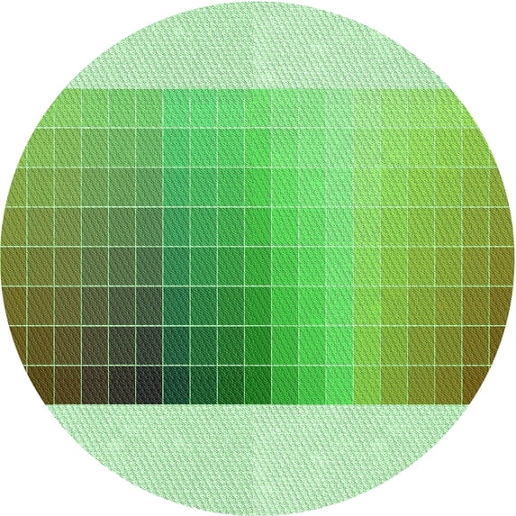Ahgly Company Machine Washable Indoor Round Transitional Green Area Rugs, 7' Round