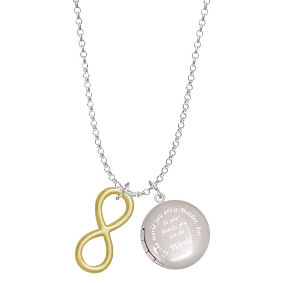 Delight Jewelry Goldtone Large Infinity Sign To the World You are a Mother Locket Necklace