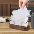 thumbnail image 3 of Product Business Card Holder 2 | Product High End Minimalist Walnut Wood Card Display Rack for Hotels and Stylish Metal Name Card Storage | Platform Wood Business Card Holder for Desk Gold Metal, 3 of 4