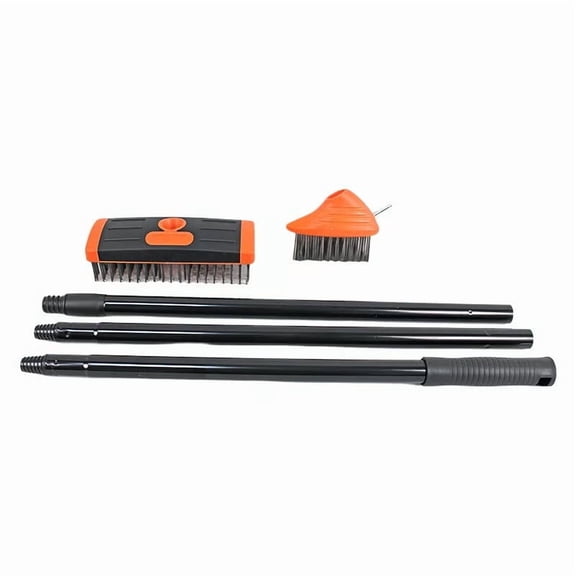 Concrete Brush, 3 in 1 Weeding Wire Metal Brush Tools, Concrete Scrub Deck Brush with Long Handle for Moss, Tough Stains on Paving, Garden, Patio, Pool