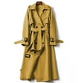 thumbnail image 4 of Outfmvch Trench Coat Women,wool Coats,jackets for Women,trench Coat Long Double Breasted Jacket Classic Elegant Windproof Overcoat with Belt Fall Winter Outwear,winter Coats a Yellow M(Clearance), 4 of 5