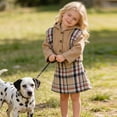 thumbnail image 1 of Chaqueta y abrigo casuales con capucha de manga larga para niñas, conjunto de dos piezas de chaqueta con capucha de punto y falda a cuadros para uso cómodo al aire libre, conjunto de poliéster para ni, 1 of 7