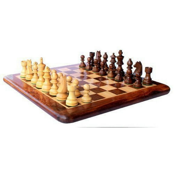 StonKraft - 15" x 15" Collectible Rosewood Wooden Chess Game Board Set   Wooden Crafted Pieces
