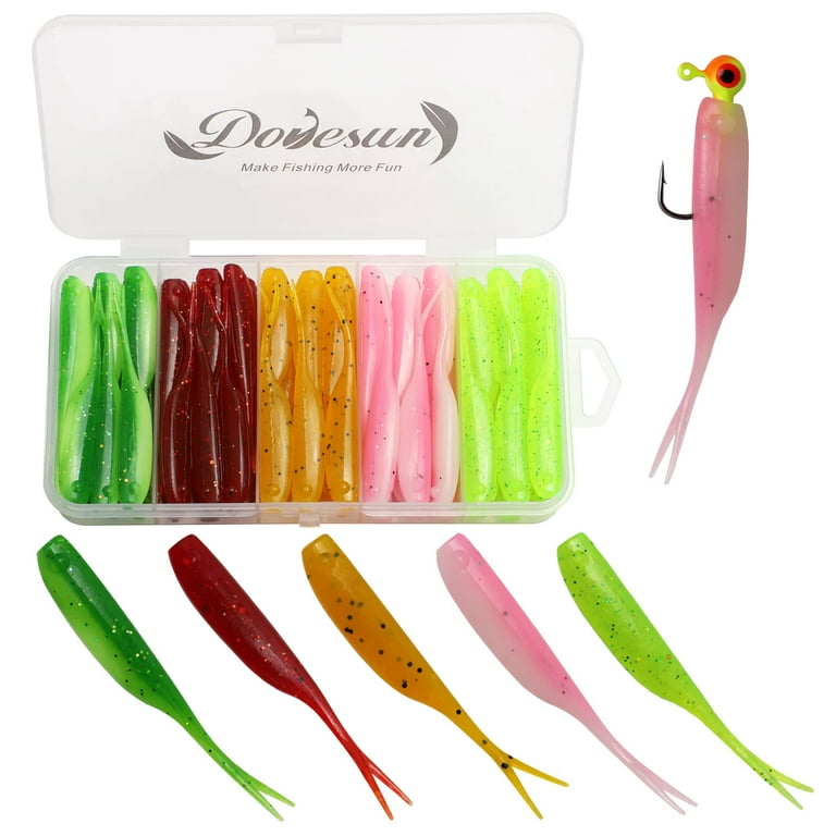 Crappie Lures Kit, Soft Plastic Fishing Lures Crappie Walleye Trout Bass  Fishing Baits Fishing Grubs -Worms- Minnow-Paddle Tail Swimbaits 60, 70