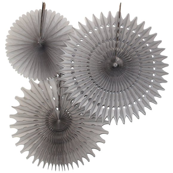 Ensemble de 3 Éventails en Nid d'Abeille, Gris (13-21 Pouces)