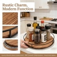thumbnail image 3 of 12" Acacia Wood Lazy Susan Turntable,  Kitchen Organizer Turntable with Steel Sides, 360 Degree Lazy Susan for Countertop Cabinet or Dining Table(Black), 3 of 6