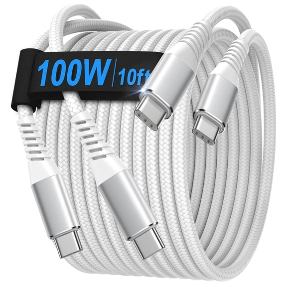 Quyaojz 10' USB C to USB C Cable 2 Count, 2 Pack