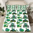 thumbnail image 2 of Equipment Trucks Bed Sheets Queen Excavators Sheet Set 4 Pcs Green White Yellow Sheets Set + Deep Pocket Fitted Sheets Car Flat Sheet Construction Tractor Vehicles Decor 2 Pillow Cases, 2 of 7