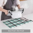 thumbnail image 4 of Teal Black Plaid Placemats for Dinning Table Set of 6, Farmhouse Teal Black Checkered Burlap Kitchen Place Mats Waterproof Cloth Table Mats, Indoor Outdoor Placemats Easy Clean Dinner Decor, 4 of 8