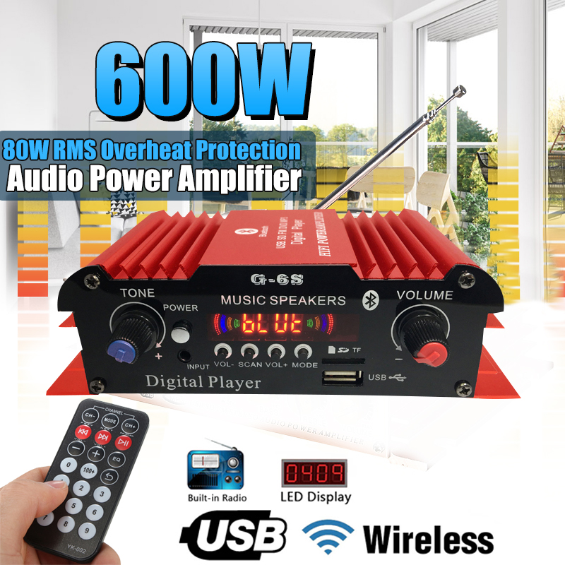 Car Car Audio Bluetooth Power Amplifier 12v Dual Output With Remote