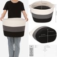 thumbnail image 7 of Sea Team Oval Cotton Rope Woven Storage Basket with Handles, 16 x 13 inches, White & Black, 7 of 7
