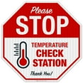 thumbnail image 1 of Stop Temperature Check Station Sign, Social Distancing Sign,, 1 of 8