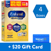 [$20 Savings] Enfamil NeuroPro Infant Formula Powder - 31.4 oz Refill Box (4 Pack) with Free $20 eGift card