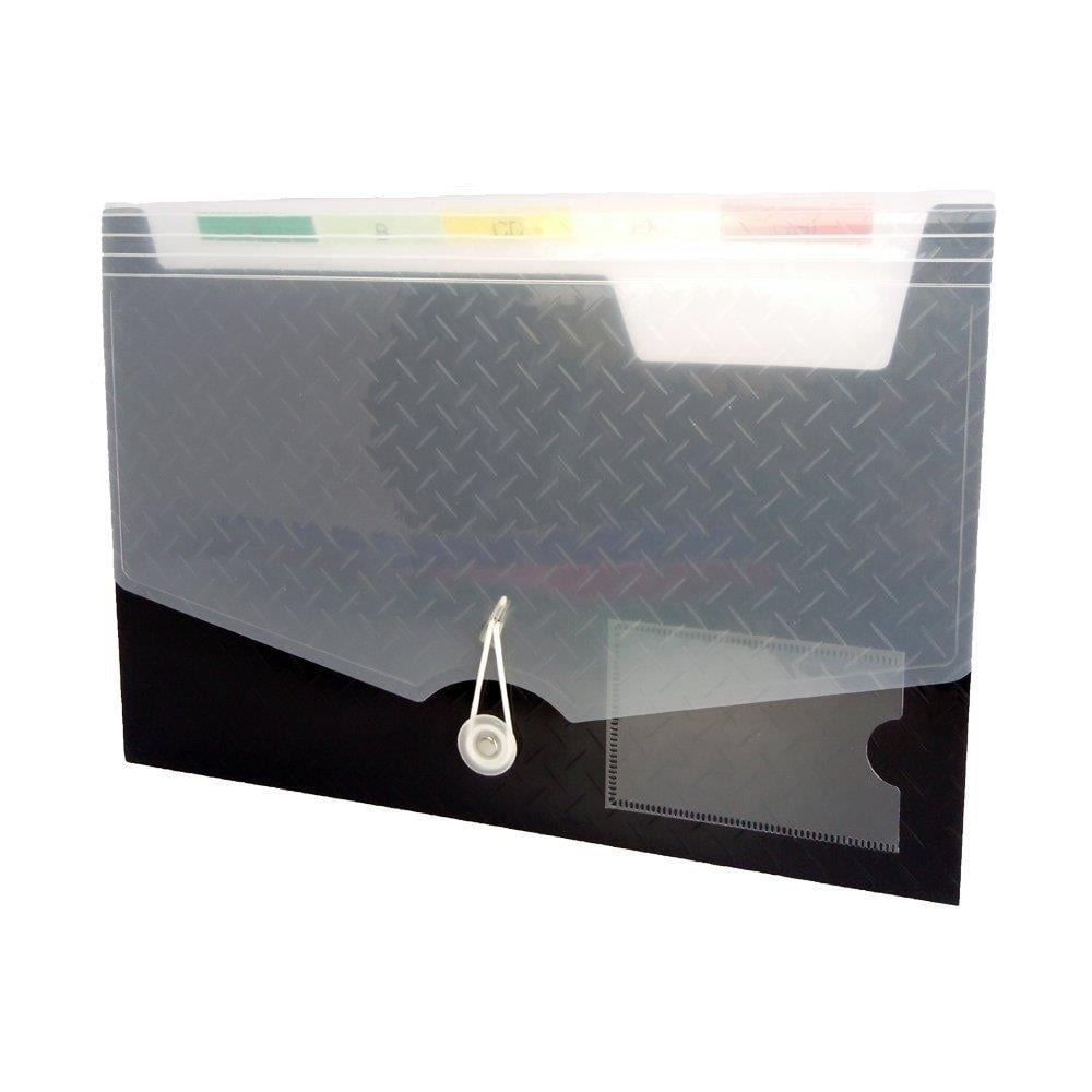Lightahead LA7558 Expanding file Folder with 6 pockets, Black