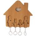 thumbnail image 1 of Wood Key Holder Wall-Mounted Key , Wooden Key Rack Key Holder for Wall with Key Hooks Family, 1 of 7