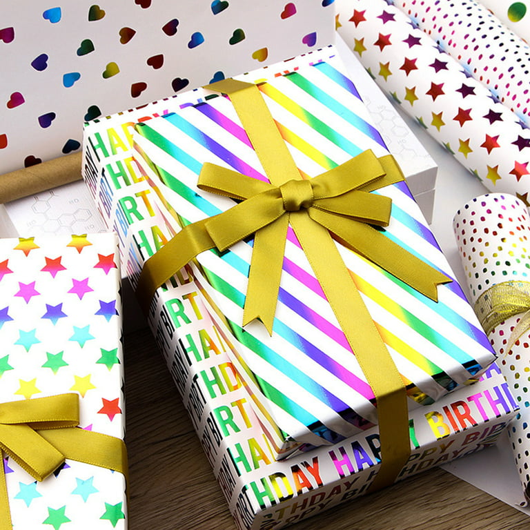 Pompotops Christmas Colorful Bronzing Gift Wrapping Paper Holiday Colorful  Bronzing Gift Wrapping Paper 
