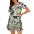 thumbnail image 1 of Fotbe Vintage Farm Animals Bata de Dormir para Mujer con Estampado, Camisón de Algodón de Manga Corta, Ropa de Dormir Casual, 1 of 6