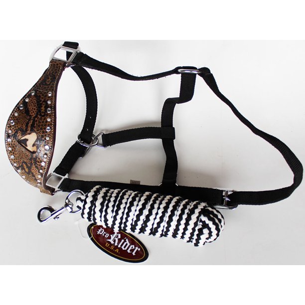 Horse Noseband Tack Bronc Leather HALTER Tiedown Lead Rope 280309