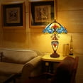 thumbnail image 2 of MoveCatcher Tiffany-Style Table Lamp 24" with Stained Glass Shade, Orange LED Lighting for Bedroom/Office, Vintage Decor, 3 Bulbs Included, 2 of 7