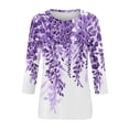 thumbnail image 4 of Womens 3/4 Sleeve Tops Cute Leaf Print Graphic Tees Casual Round Neck Blouses Plus Size Basic Pullover Soft Lightweight Tunic Spring Summer 2026 Purple 2XL, 4 of 5